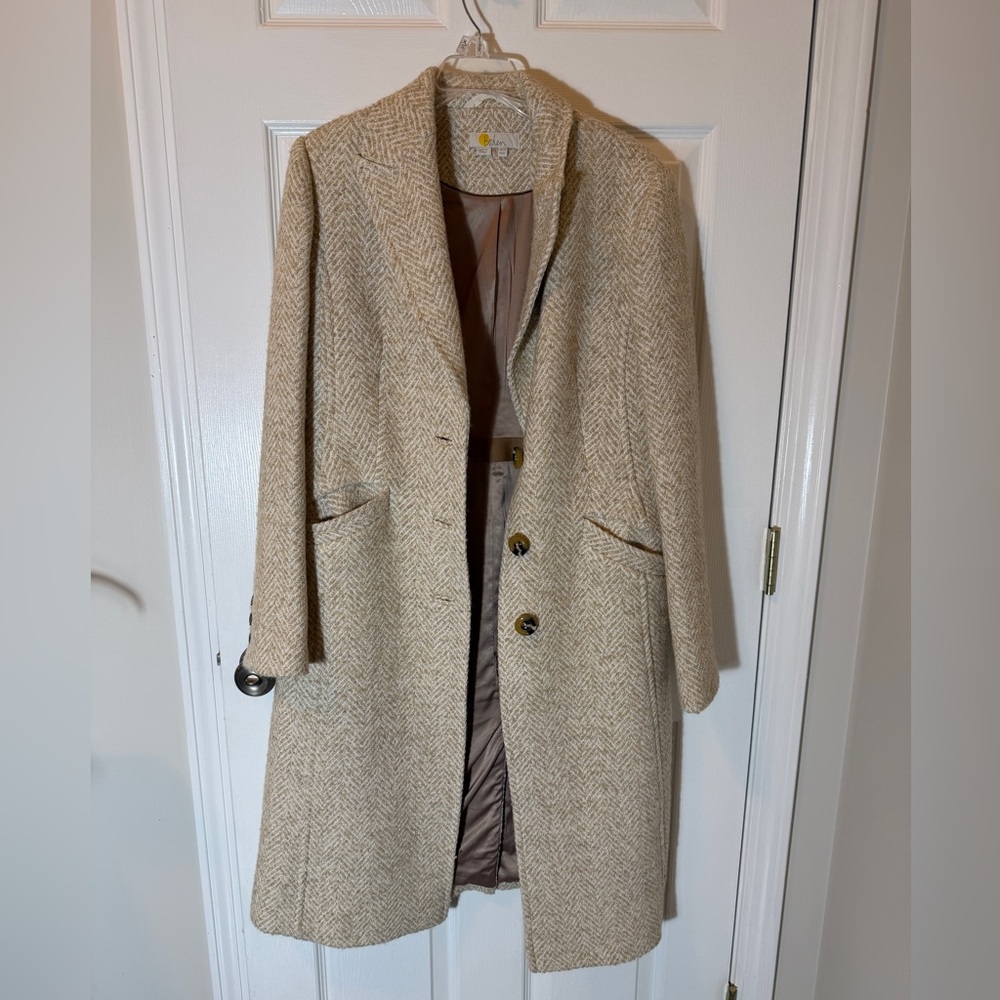 Boden Women's Cream Herringbone Trench Coat
